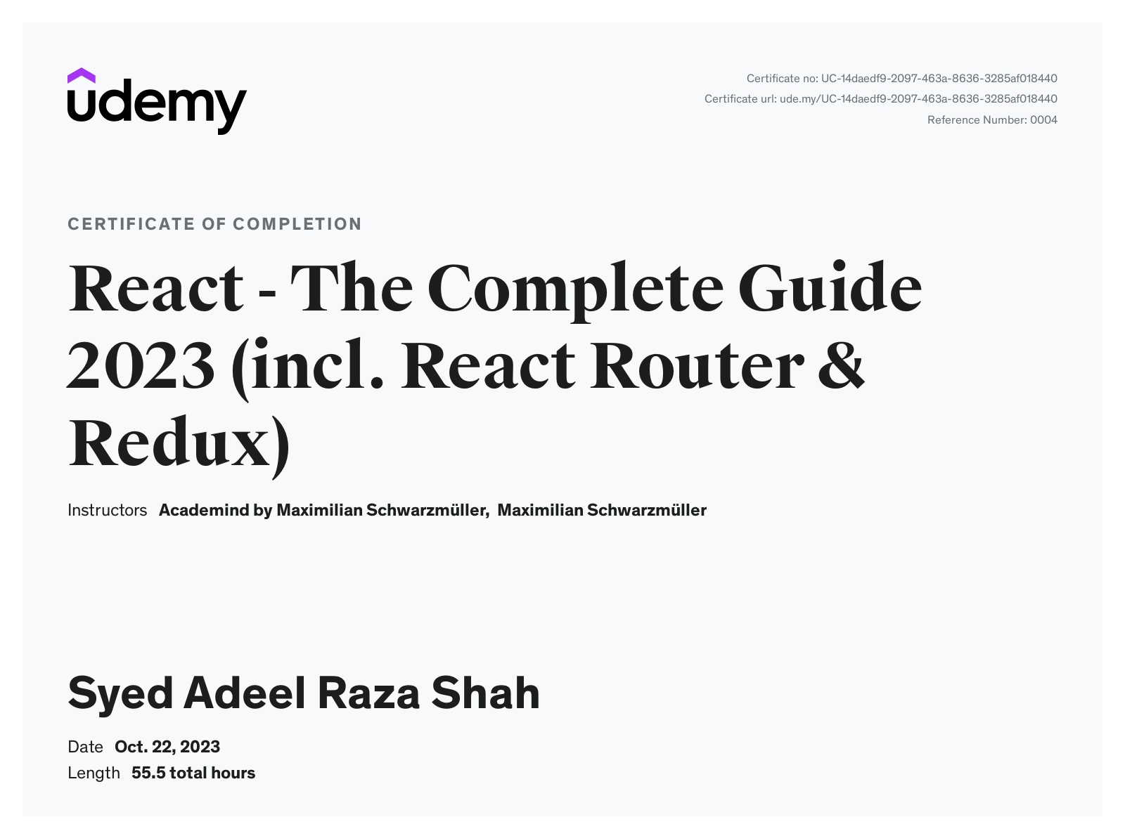 React Certificate